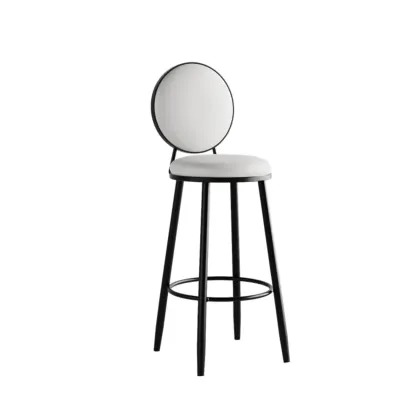 Glam Leather Round Bar Stools with Backrest for Home Image - 11