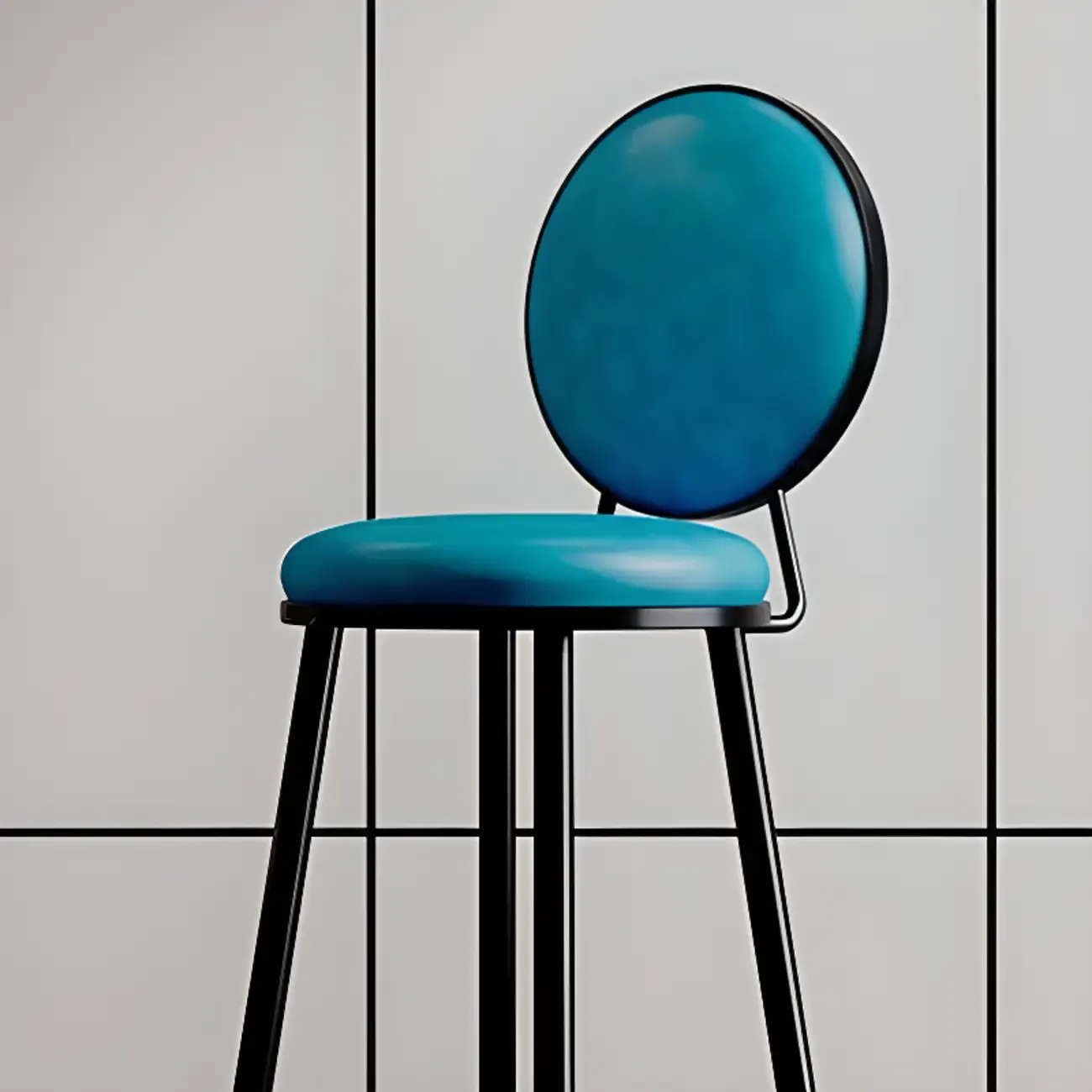 Glam Leather Round Bar Stools with Backrest for Home Image - 12