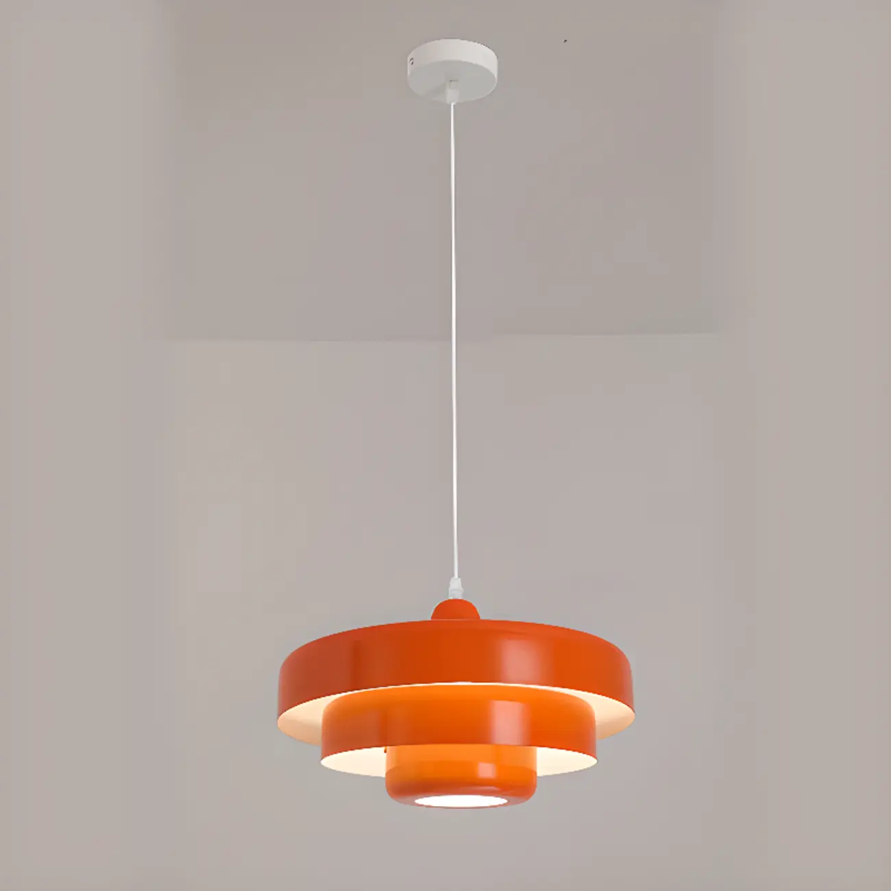 Designer White Layered Cake Iron Pendant Lamp for Living Room Image - 10 | homeyfad