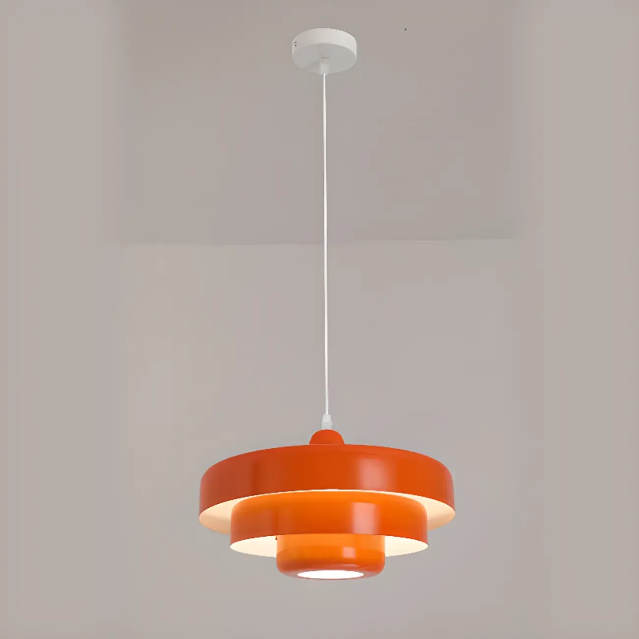 Designer White Layered Cake Iron Pendant Lamp for Living Room Image - 10