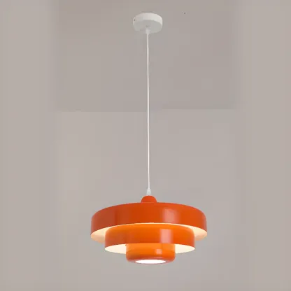 Designer White Layered Cake Iron Pendant Lamp for Living Room Image - 10