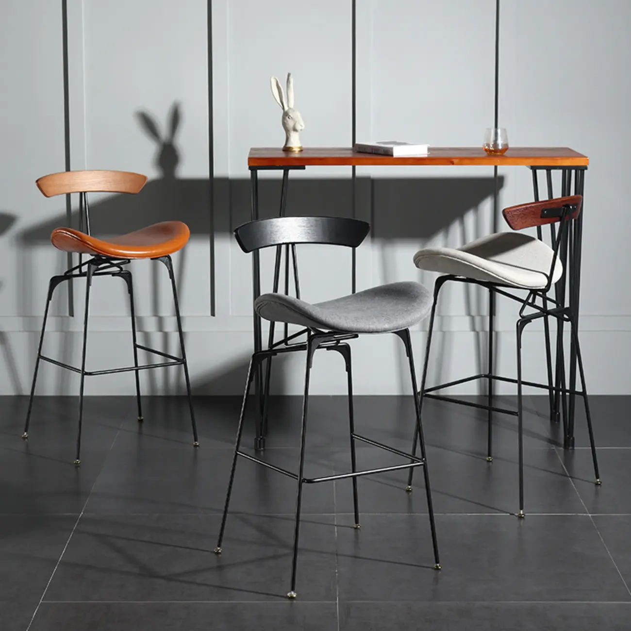 Modern Saddle Genuine Leather Low Back Bar Stool Image - 3 | homeyfad