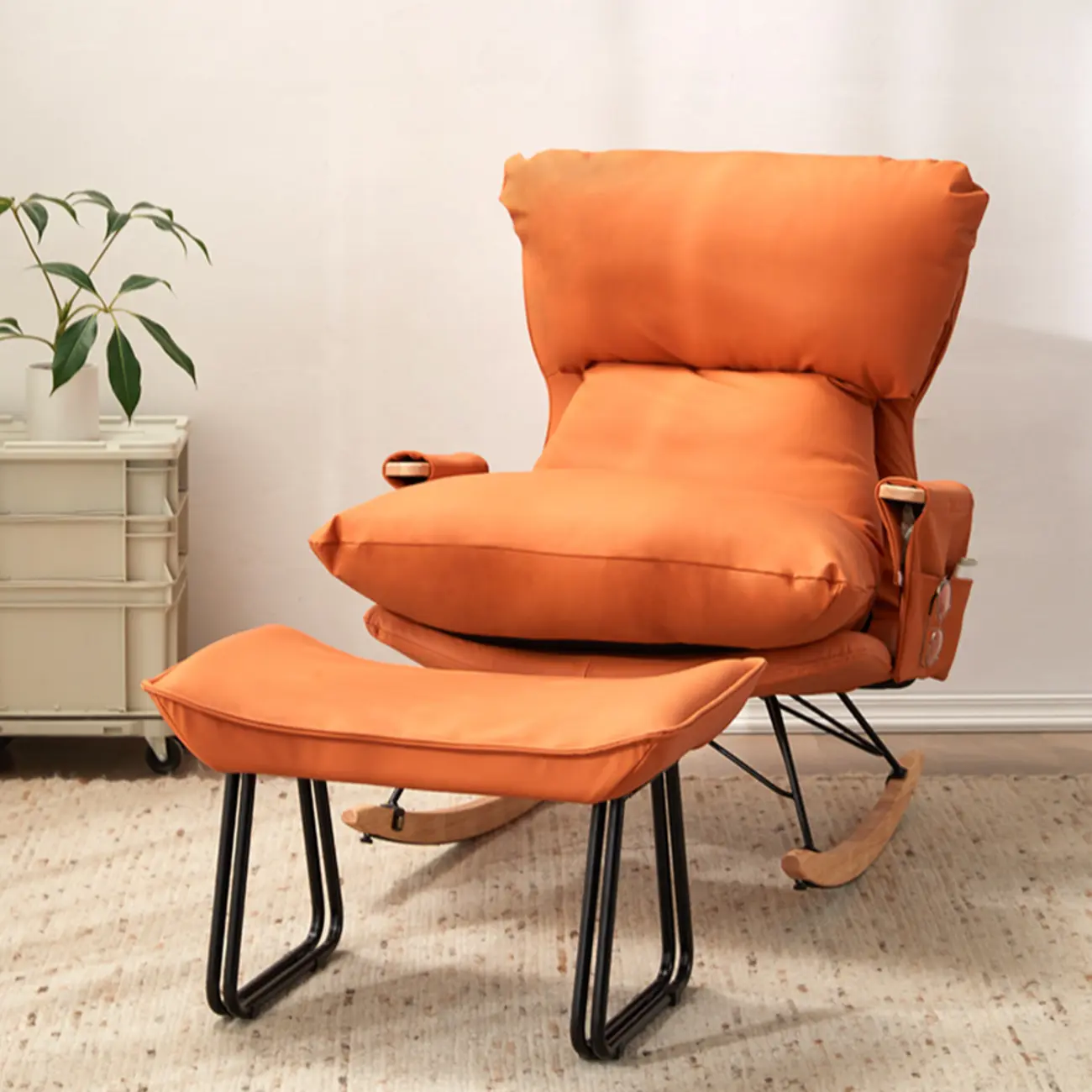 Modern Upholstered Rocking Chair with Ottoman for Living Room Image - 1 | homeyfad