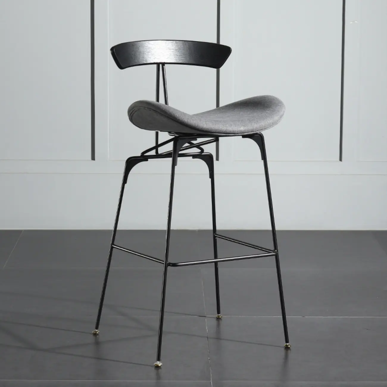 Elegant Leather Bar Stool with Open Back and Footrest for Home Image - 7 | homeyfad