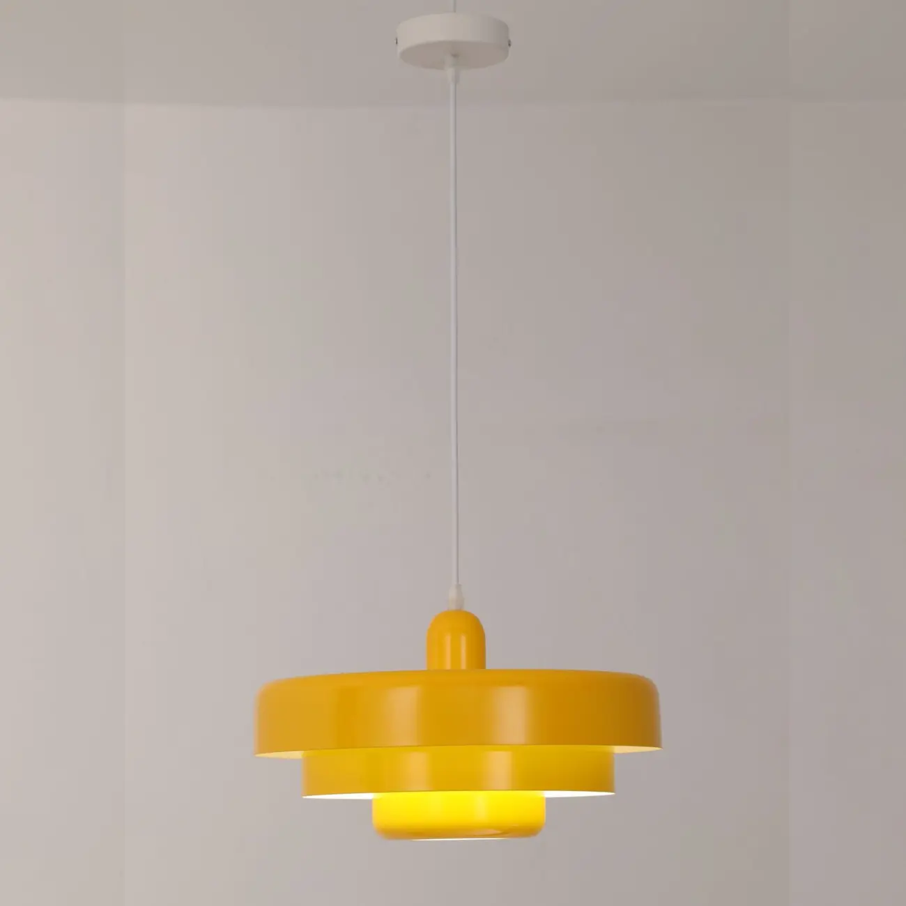 Designer White Layered Cake Iron Pendant Lamp for Living Room Image - 12 | homeyfad