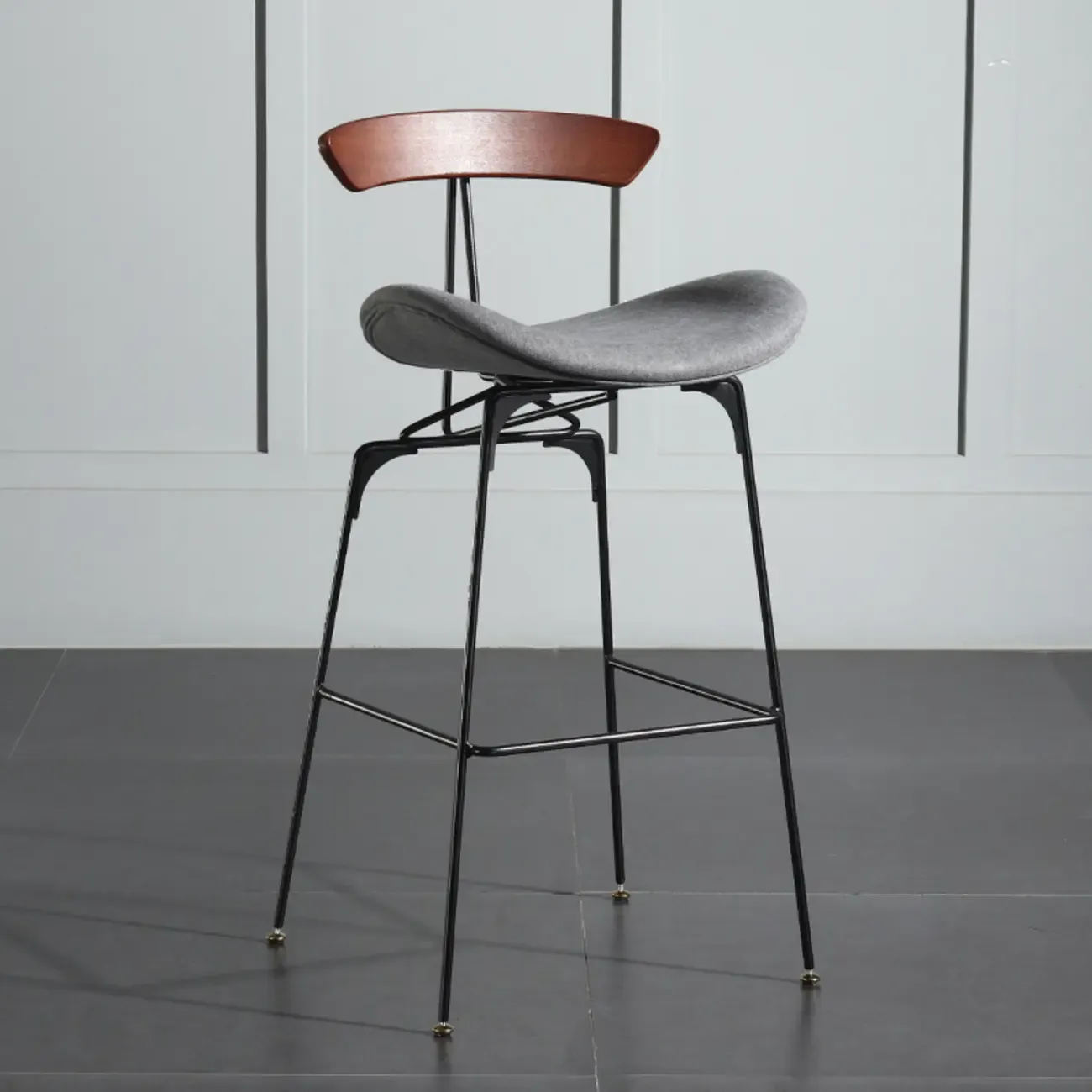 Elegant Leather Bar Stool with Open Back and Footrest for Home Image - 17
