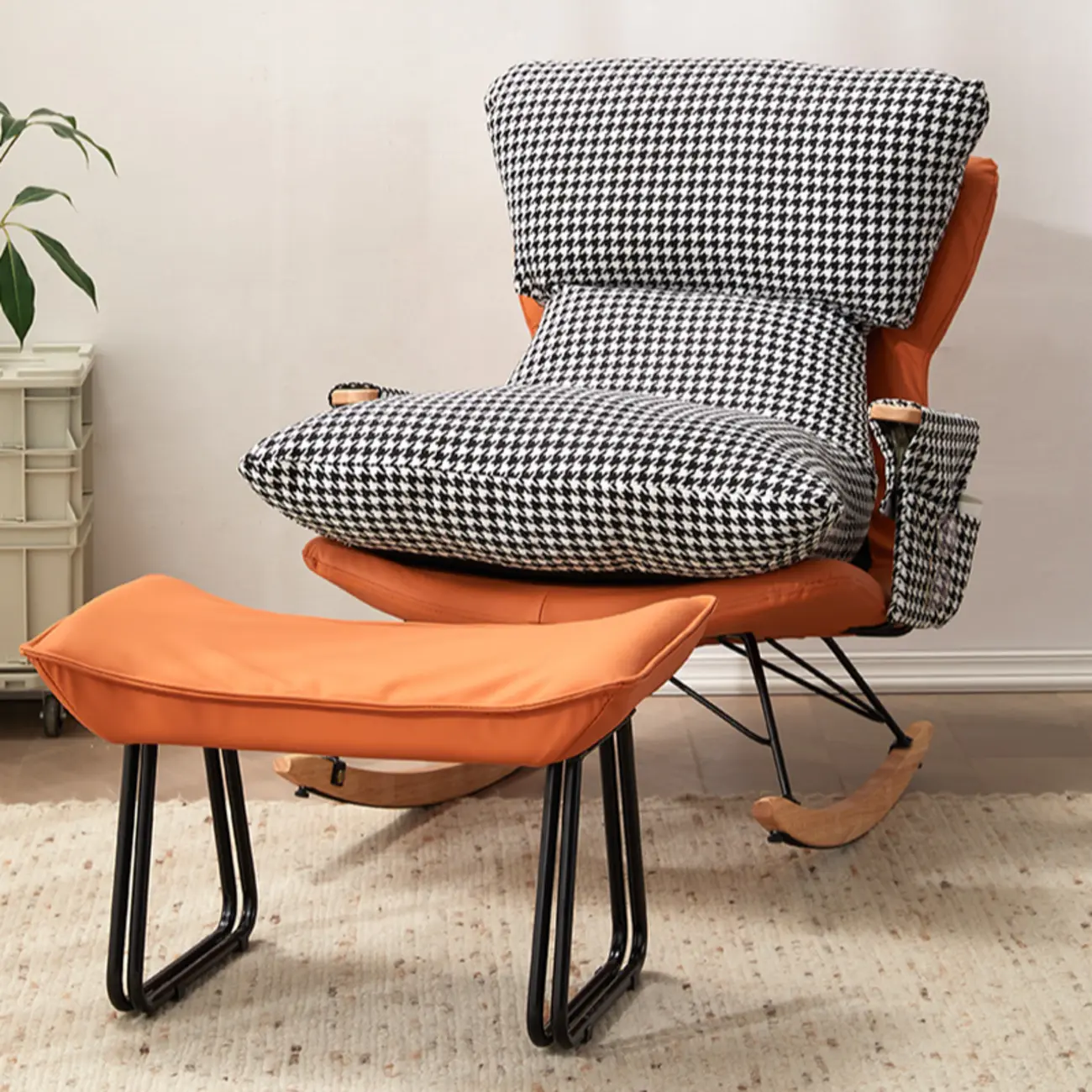 Modern Upholstered Rocking Chair with Ottoman for Living Room Image - 2 | homeyfad