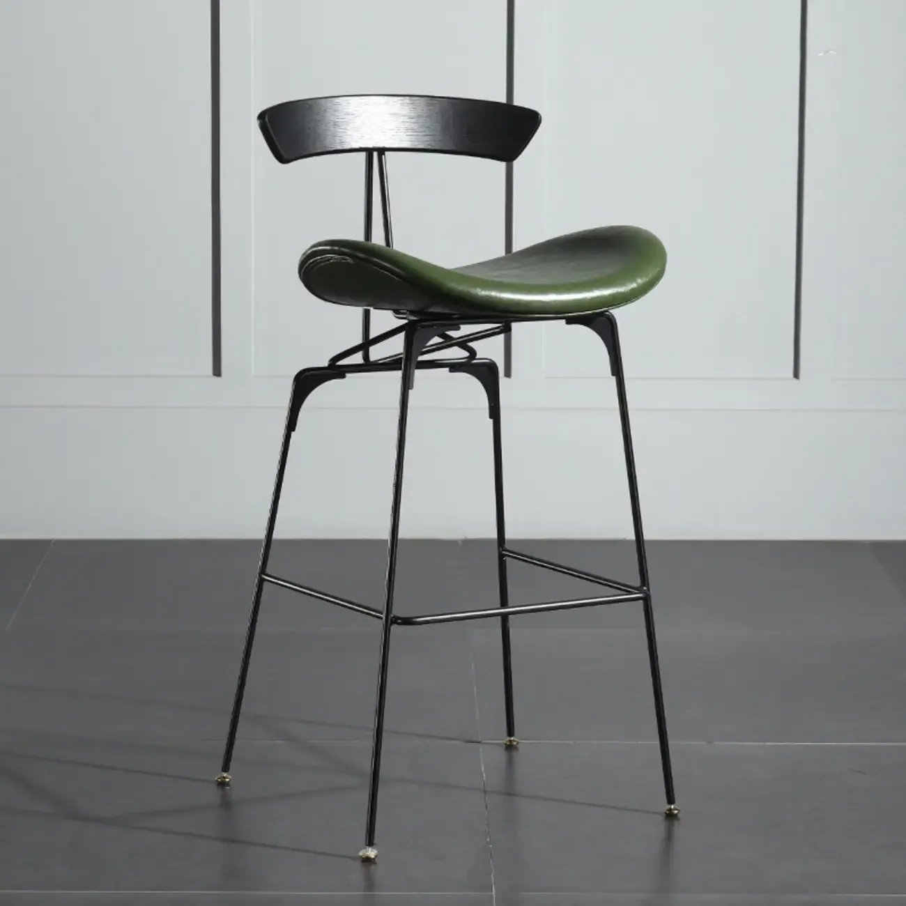 Elegant Leather Bar Stool with Open Back and Footrest for Home Image - 21