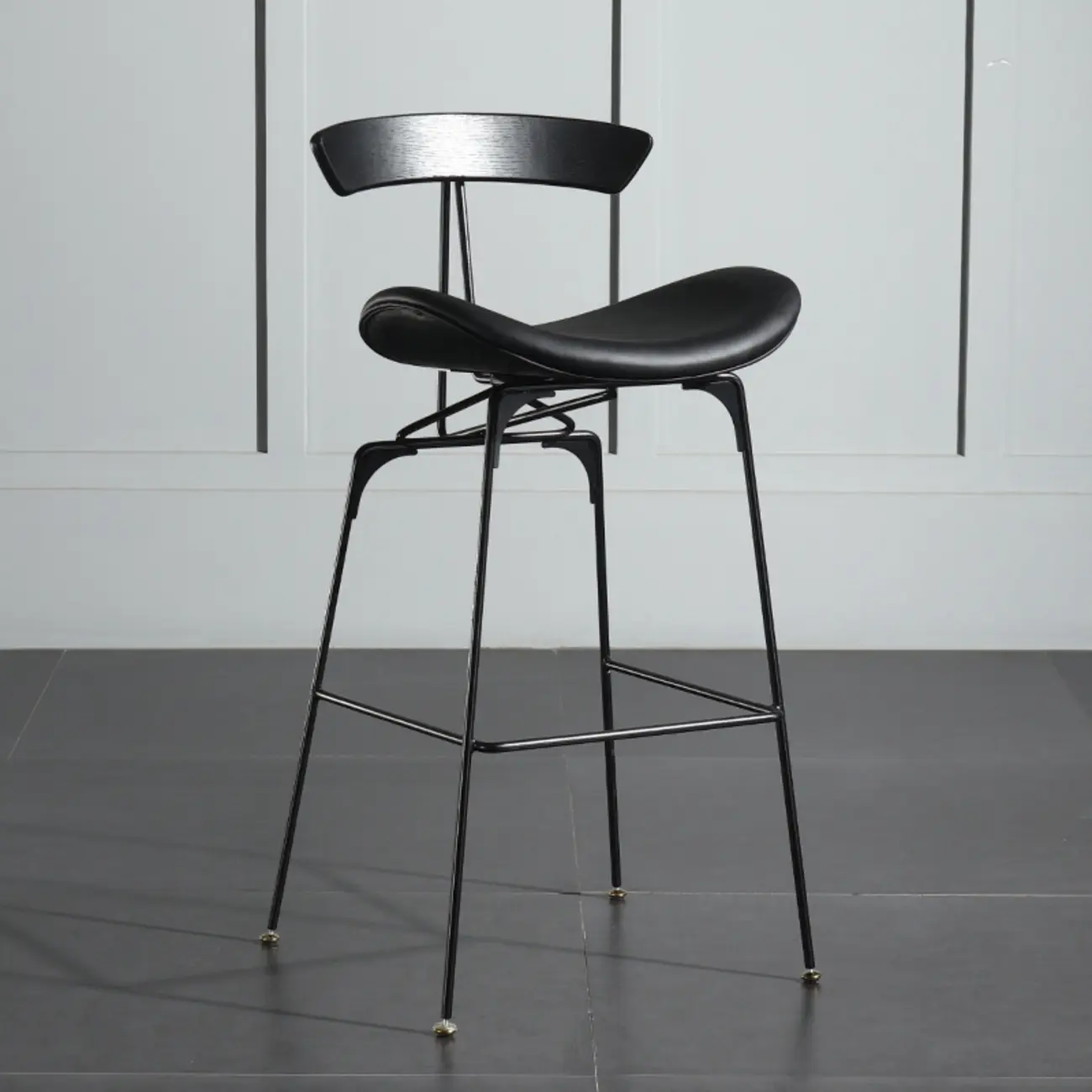 Elegant Leather Bar Stool with Open Back and Footrest for Home Image - 24 | homeyfad