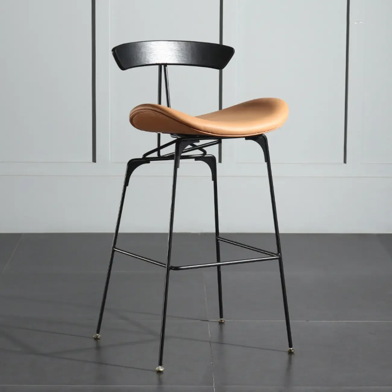 Modern Saddle Genuine Leather Low Back Bar Stool | HomeyFad