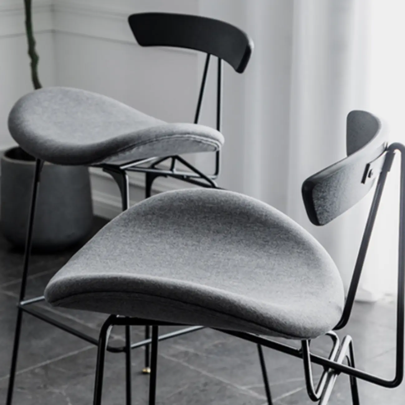 Elegant Leather Bar Stool with Open Back and Footrest for Home Image - 29 | homeyfad