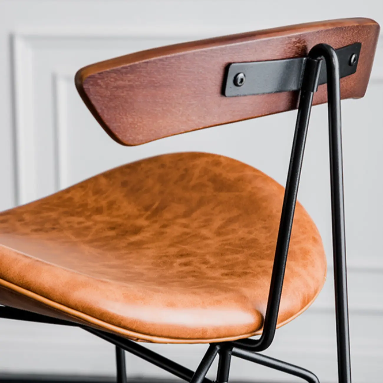 Modern Saddle Genuine Leather Low Back Bar Stool Image - 4 | homeyfad