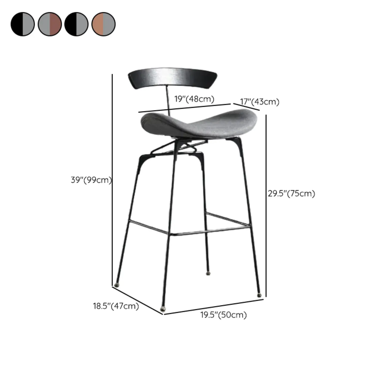 Elegant Leather Bar Stool with Open Back and Footrest for Home Image - 34 | homeyfad