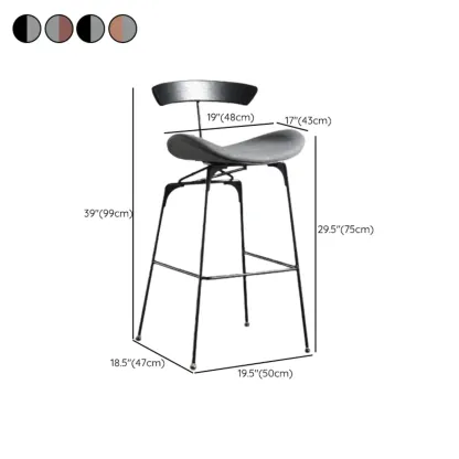 Elegant Leather Bar Stool with Open Back and Footrest for Home Image - 34