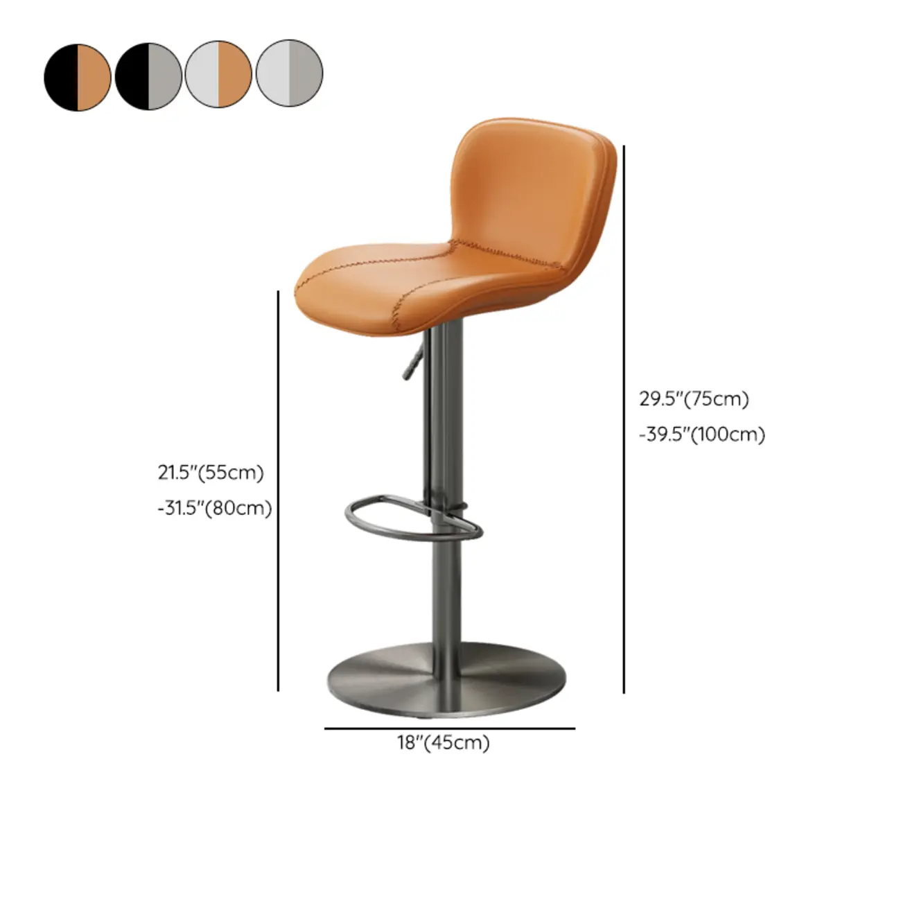 Modern Adjustable Leather Bar Stools Footrest for Kitchen #size | homeyfad