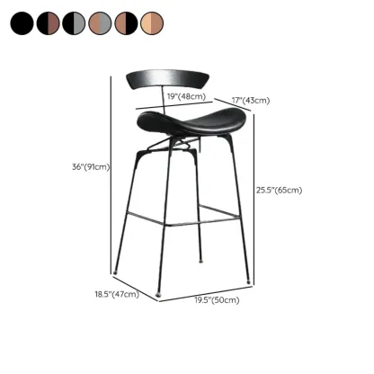 Elegant Leather Bar Stool with Open Back and Footrest for Home Image - 35