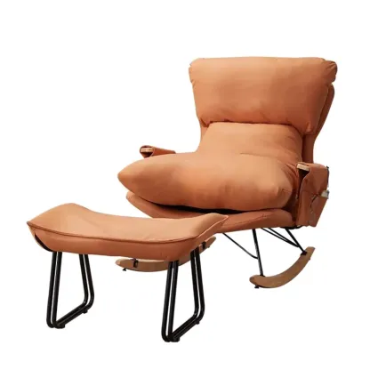 Modern Upholstered Rocking Chair with Ottoman for Living Room Image - 5