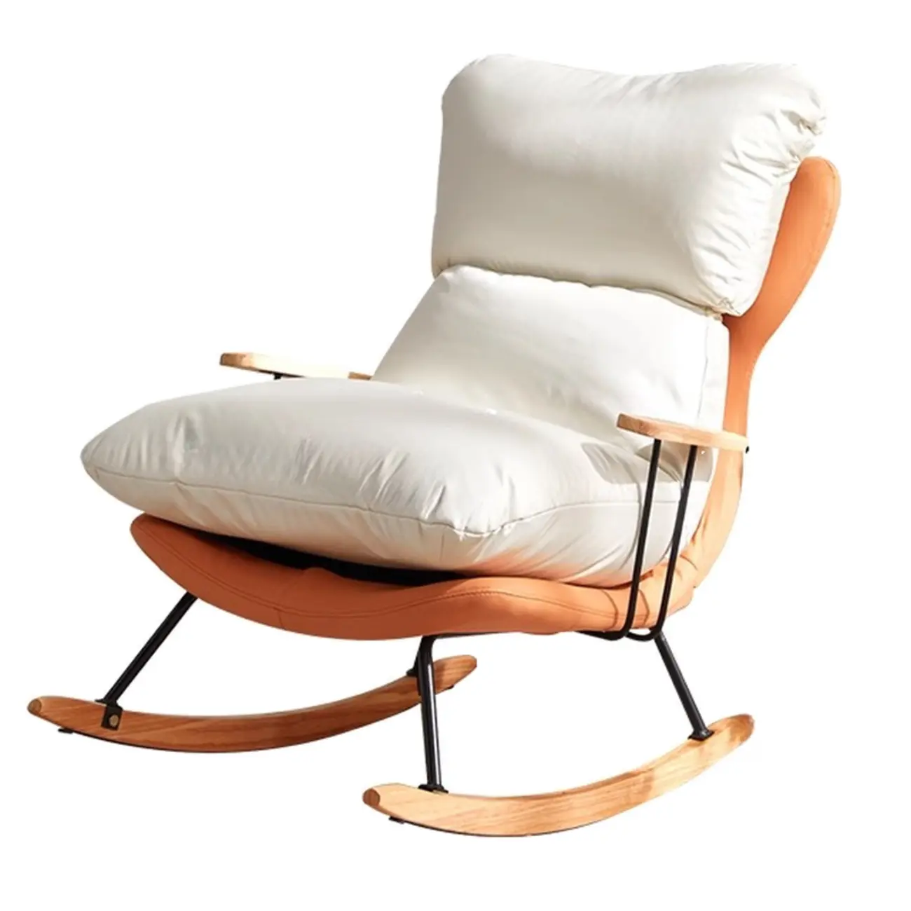 Modern Upholstered Rocking Chair with Ottoman for Living Room Image - 6 | homeyfad