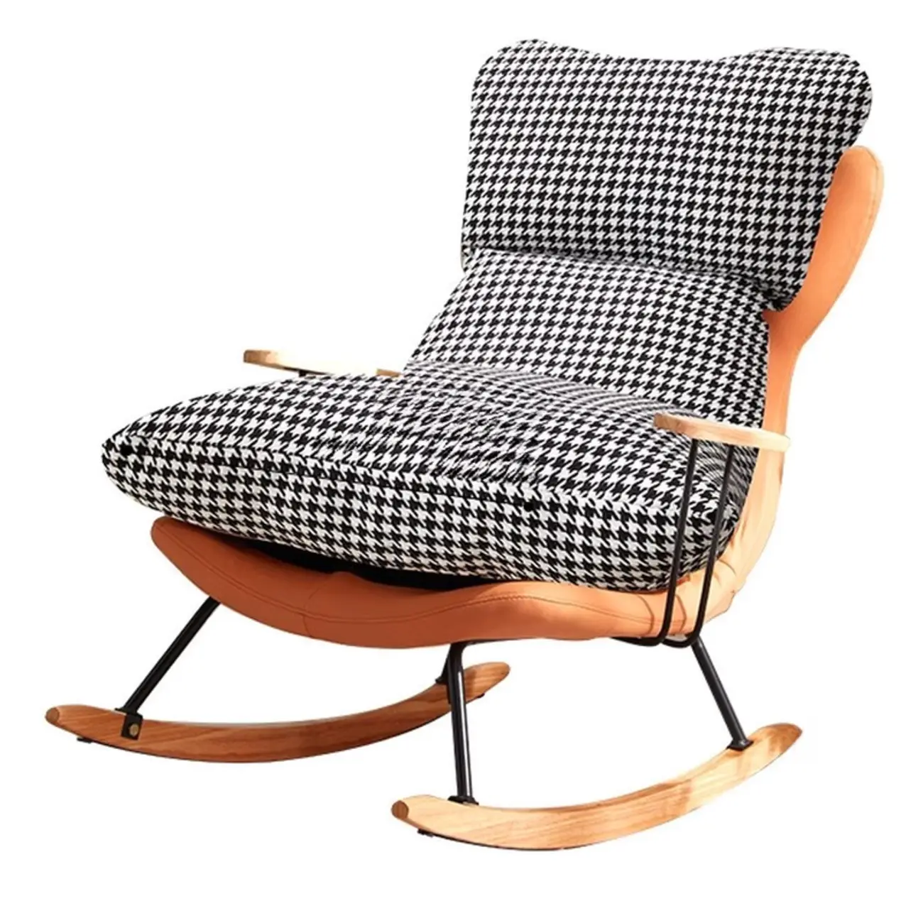 Modern Upholstered Rocking Chair with Ottoman for Living Room Image - 7 | homeyfad