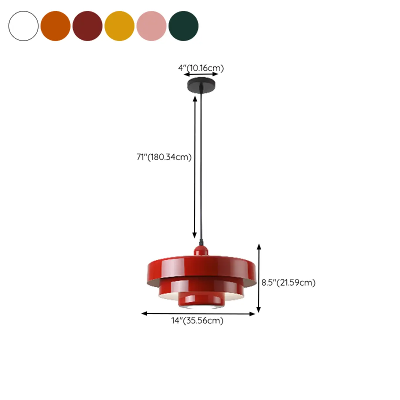 Designer White Layered Cake Iron Pendant Lamp for Living Room #size | homeyfad