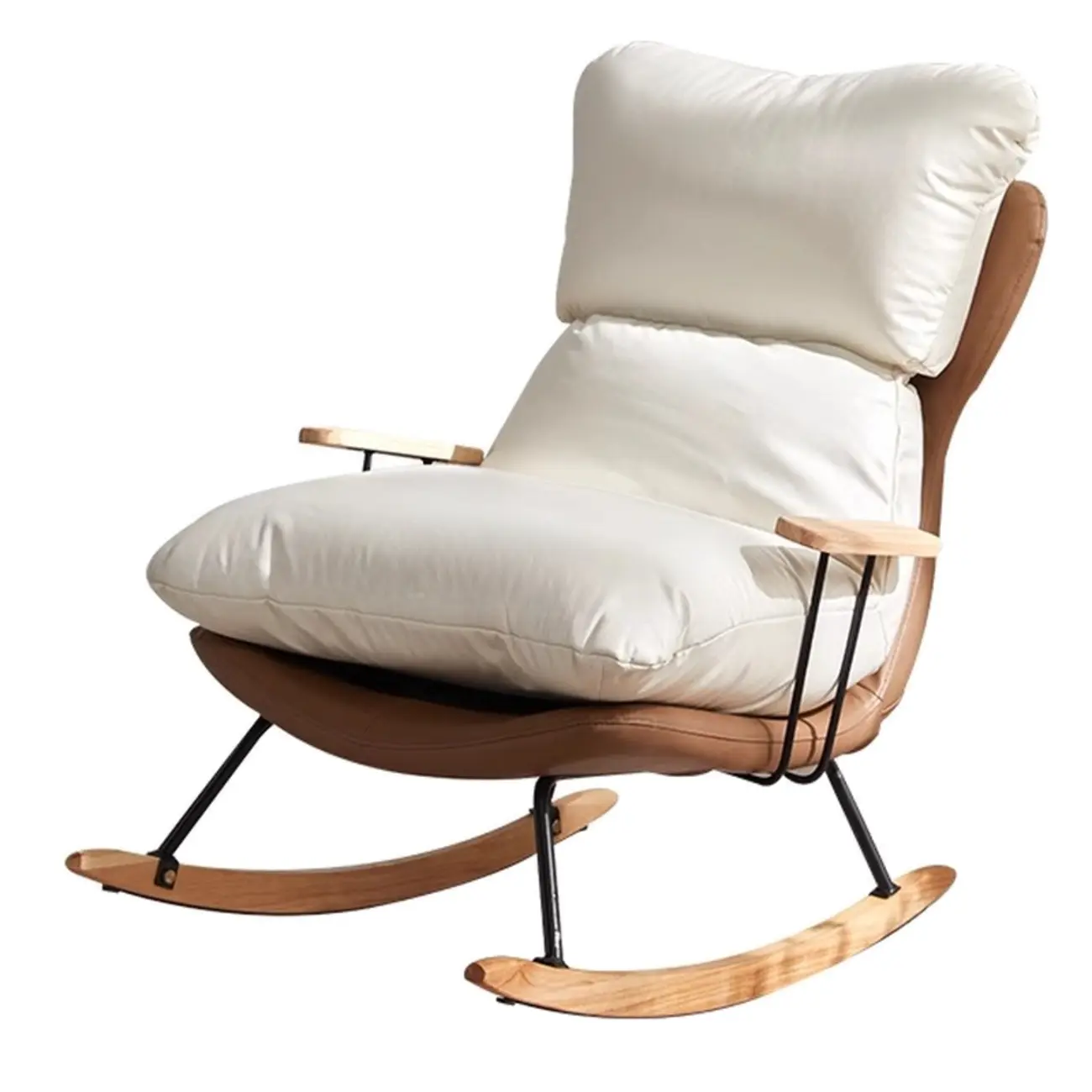 Modern Upholstered Rocking Chair with Ottoman for Living Room Image - 8 | homeyfad