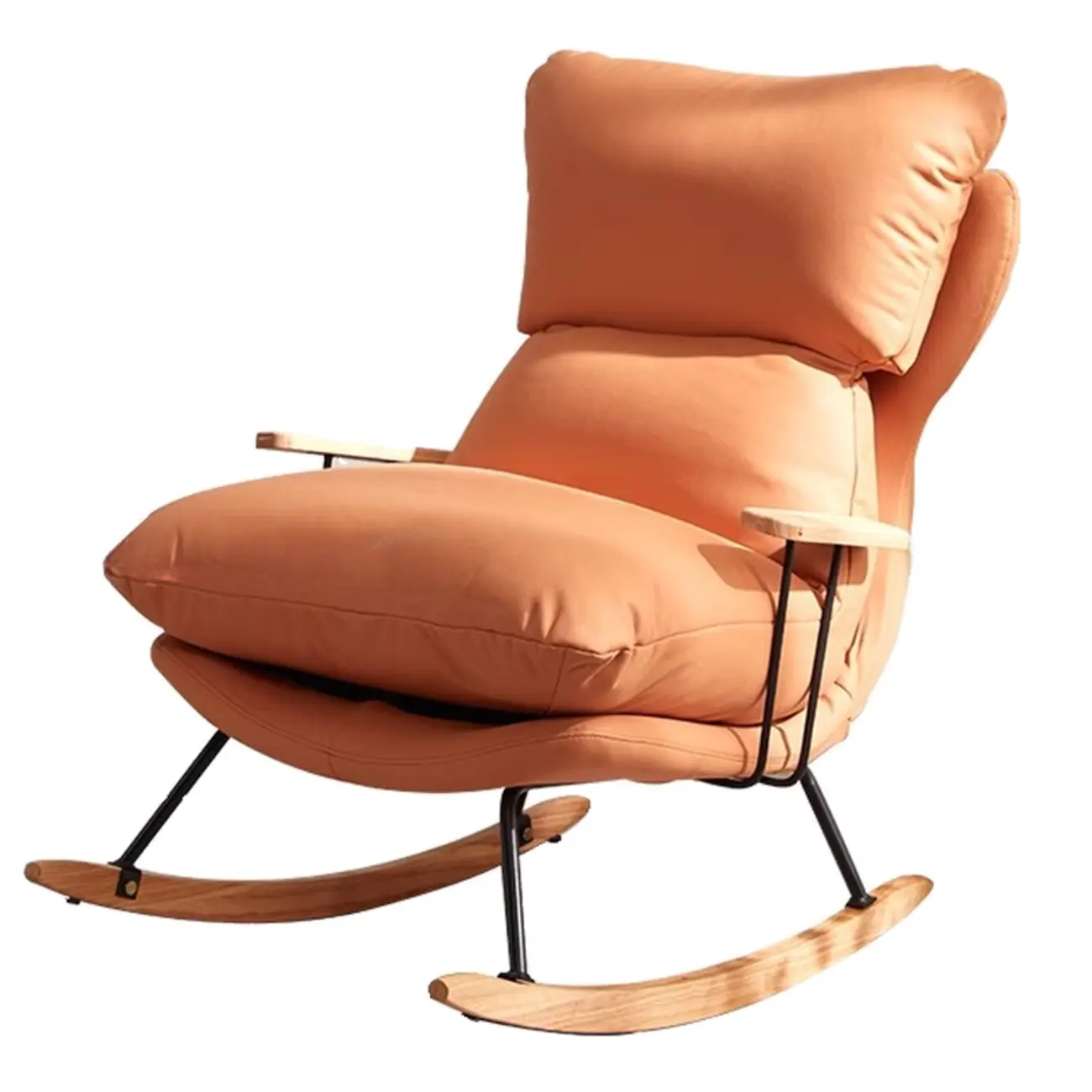 Modern Upholstered Rocking Chair with Ottoman for Living Room Image - 9 | homeyfad