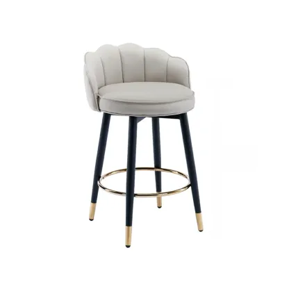 Stylish Leather Round Swivel Bar Stools with Footrest Image - 17