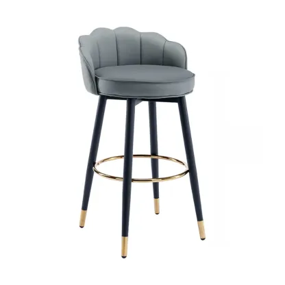 Stylish Leather Round Swivel Bar Stools with Footrest Image - 18