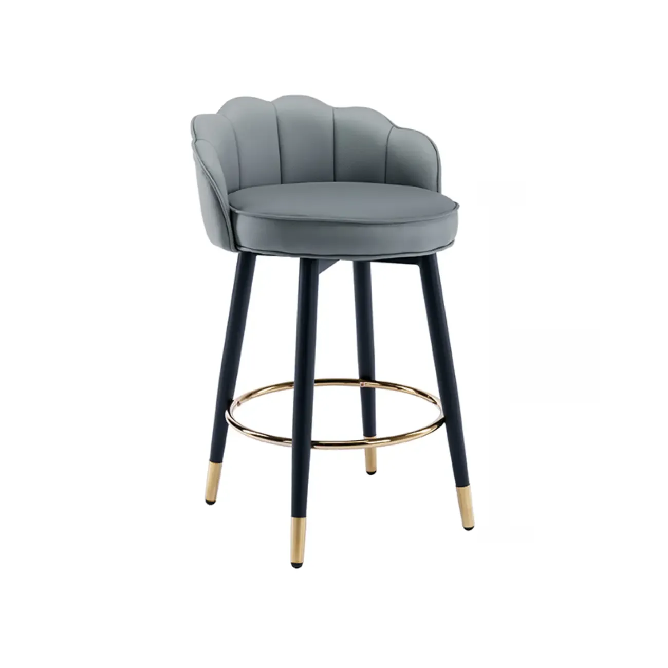 Stylish Leather Round Swivel Bar Stools with Footrest Image - 19