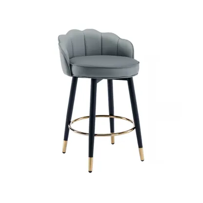 Stylish Leather Round Swivel Bar Stools with Footrest Image - 19