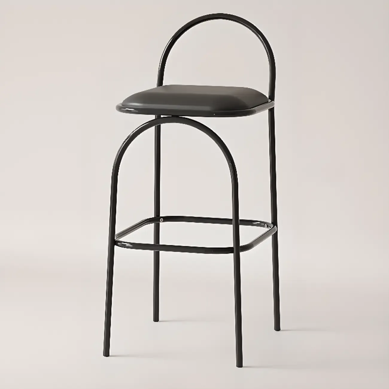 Modern Leather Bar Stools with Open Curved Back for Kitchen Image - 2