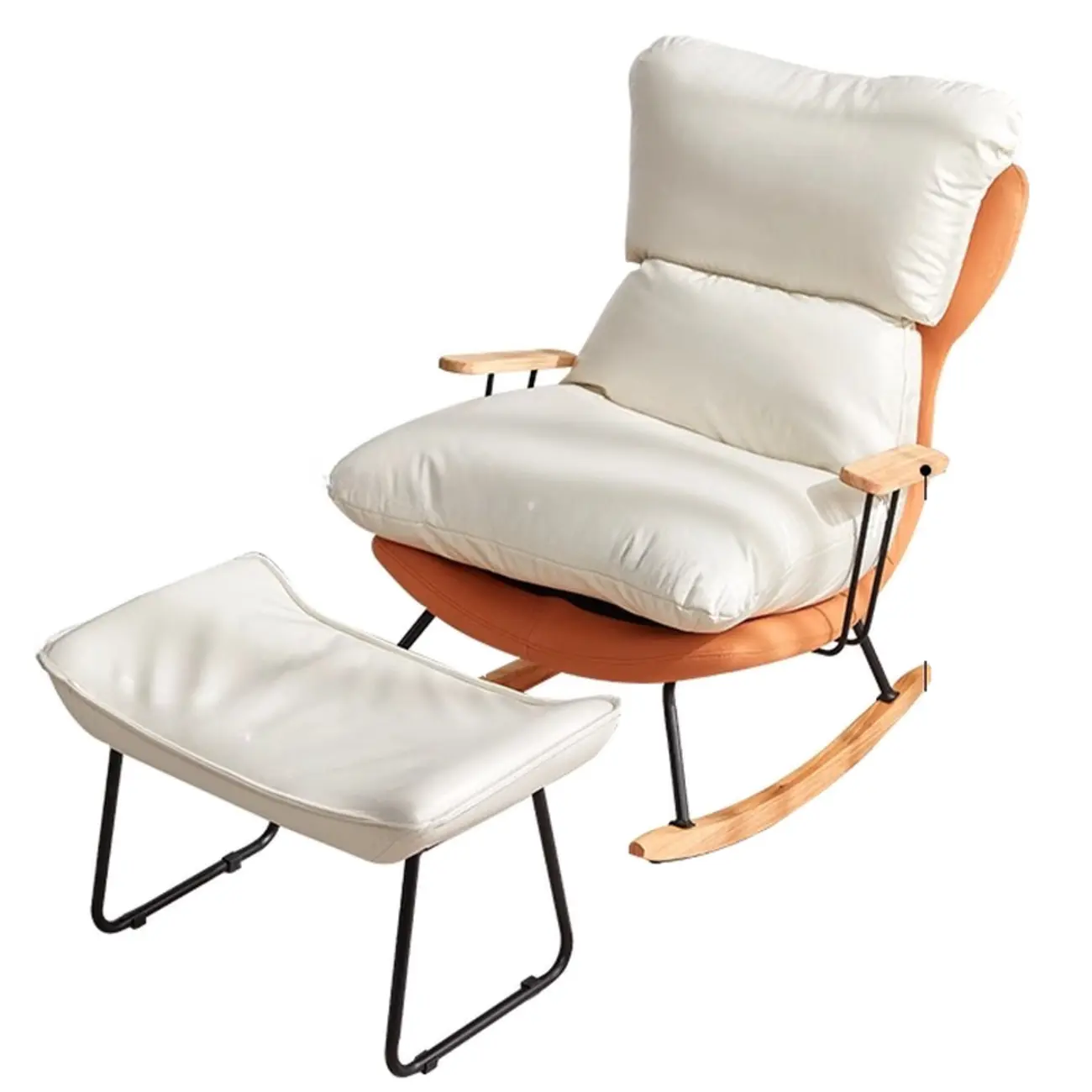 Modern Upholstered Rocking Chair with Ottoman for Living Room Image - 11 | homeyfad