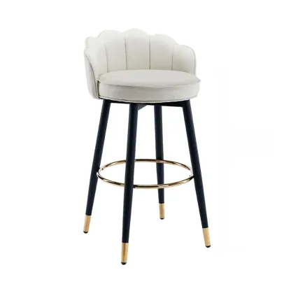 Stylish Leather Round Swivel Bar Stools with Footrest Image - 21