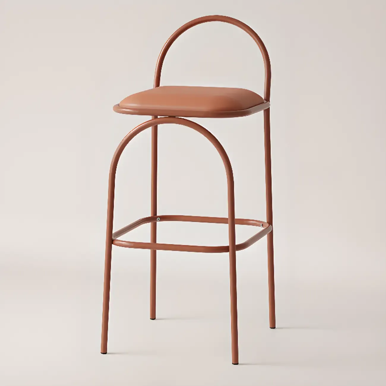 Modern Leather Bar Stools with Open Curved Back for Kitchen Image - 6