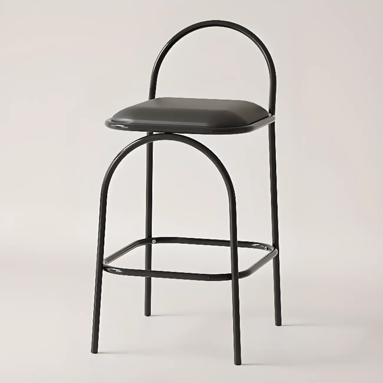 Modern Leather Bar Stools with Open Curved Back for Kitchen Image - 8
