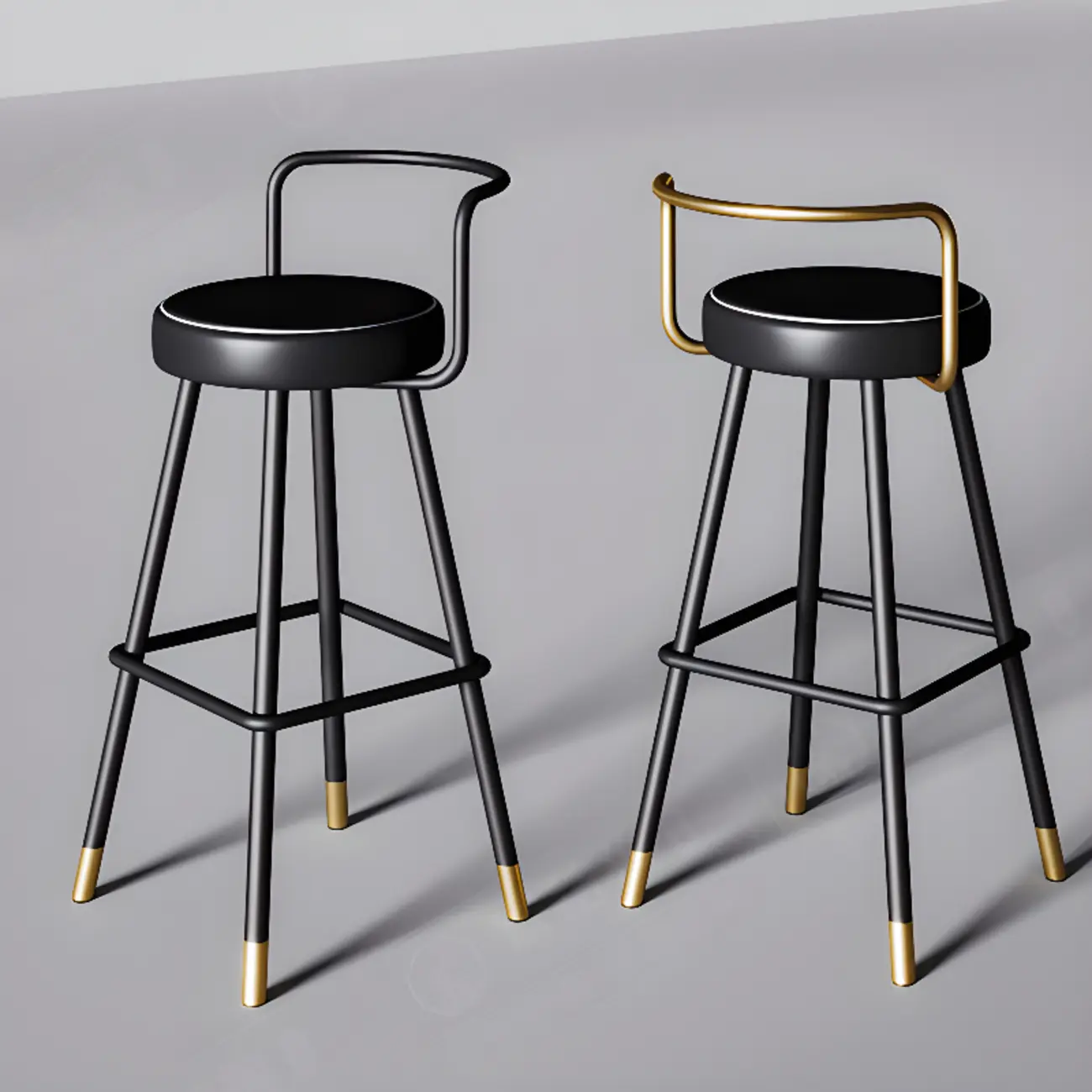 Minimalist Black Metal Upholstered Leather Bar Stool Image - 4 | homeyfad