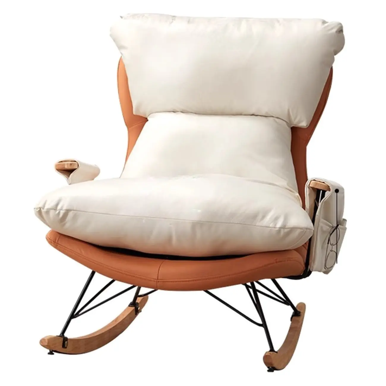 Modern Upholstered Rocking Chair with Ottoman for Living Room Image - 12 | homeyfad