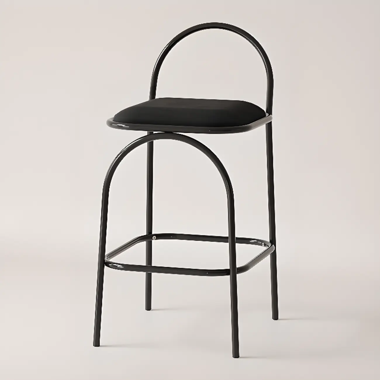 Modern Leather Bar Stools with Open Curved Back for Kitchen Image - 10 | homeyfad