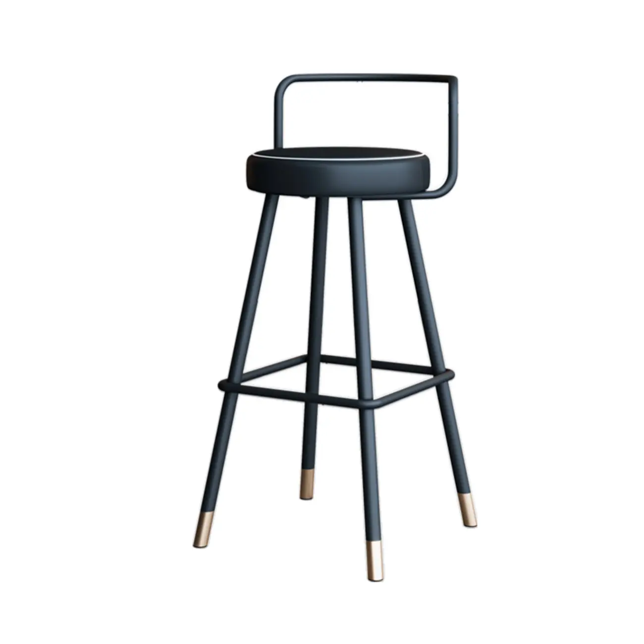 Minimalist Black Metal Upholstered Leather Bar Stool Image - 8 | homeyfad