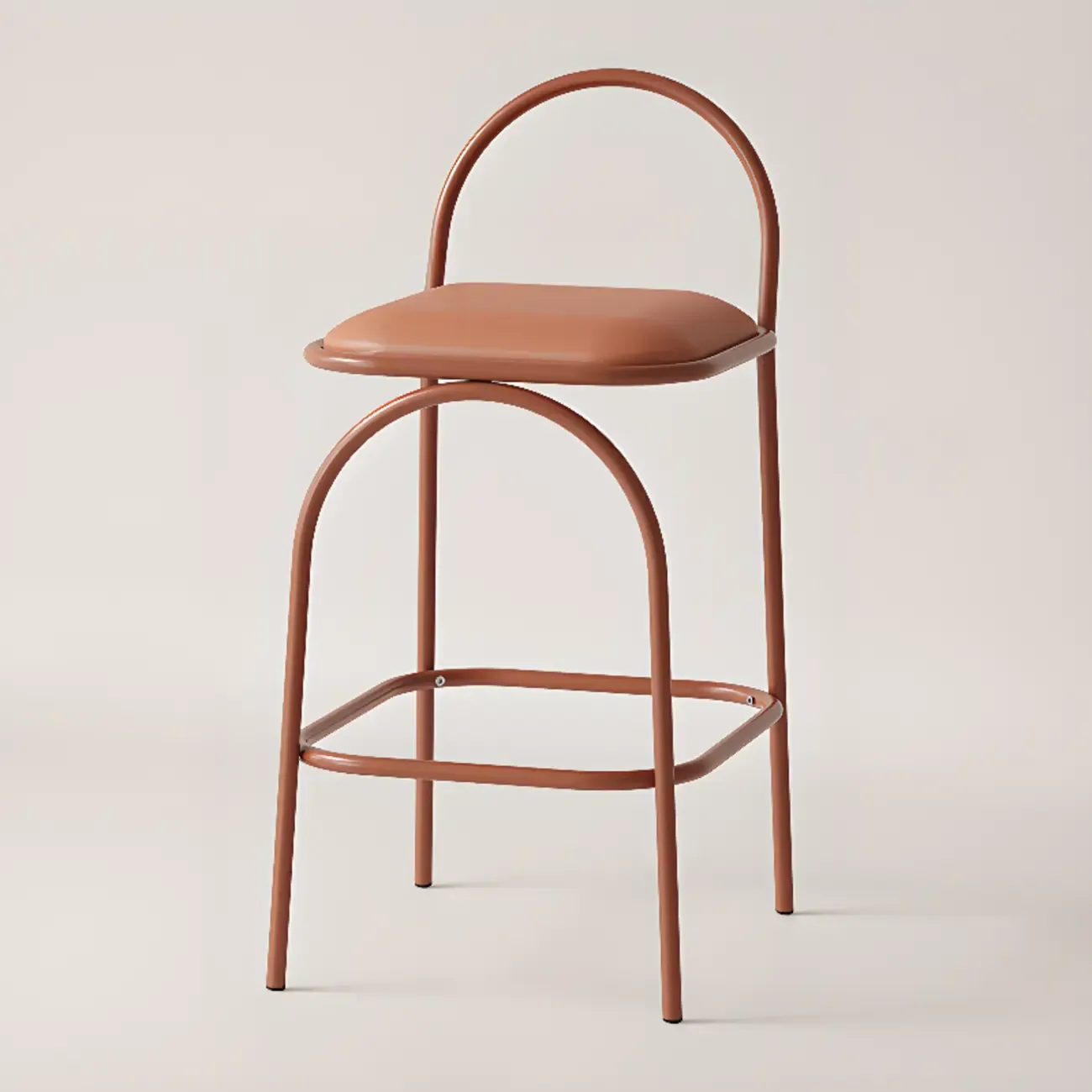 Minimalist Metal Frame Leather Counter Stools with Open Back - HomeyFad