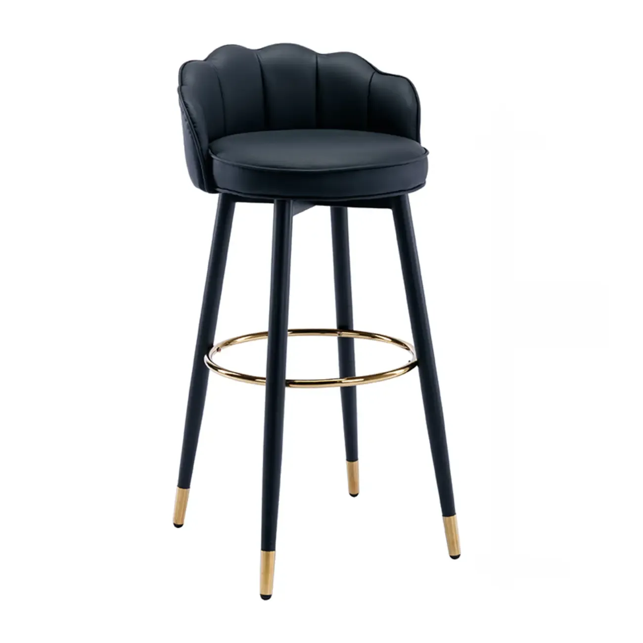 Stylish Leather Round Swivel Bar Stools with Footrest Image - 29