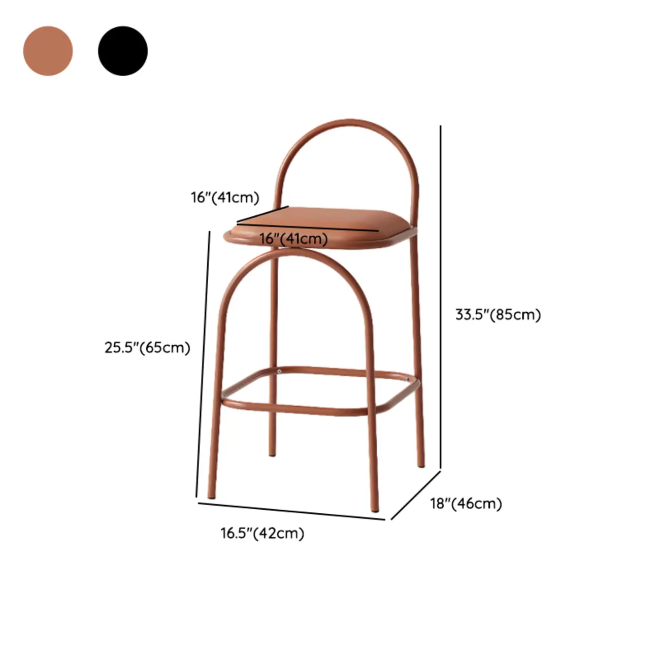 Modern Leather Bar Stools with Open Curved Back for Kitchen #size | homeyfad