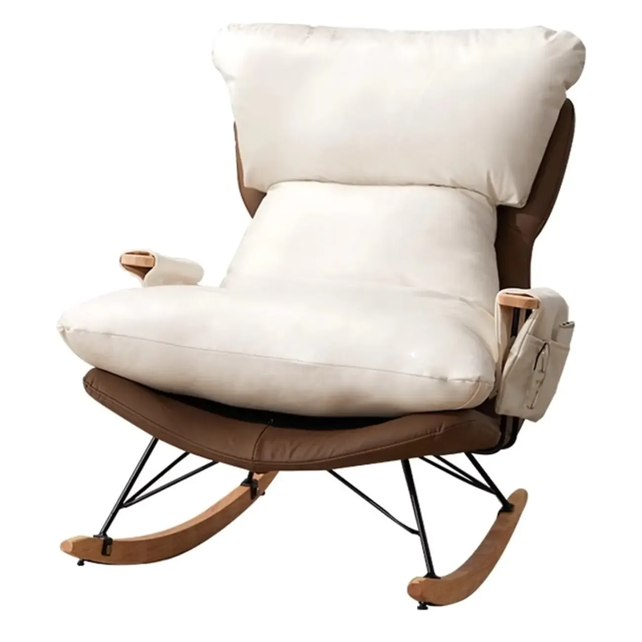 Modern Upholstered Rocking Chair with Ottoman for Living Room Image - 13