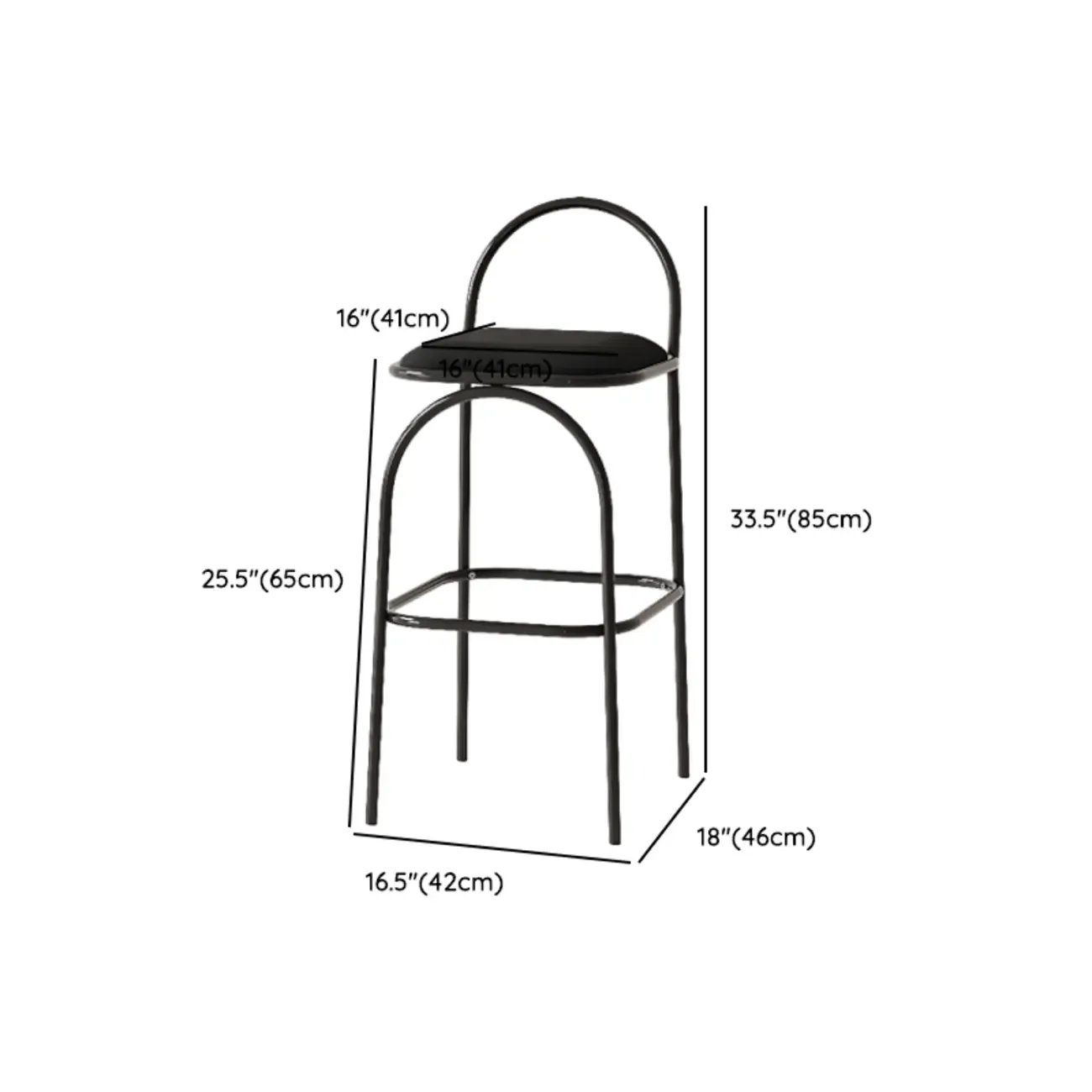 Modern Leather Bar Stools with Open Curved Back for Kitchen Image - 16