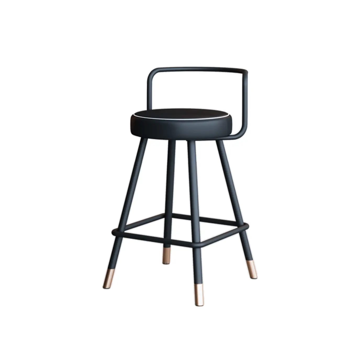 Minimalist Black Metal Upholstered Leather Bar Stool Image - 12 | homeyfad