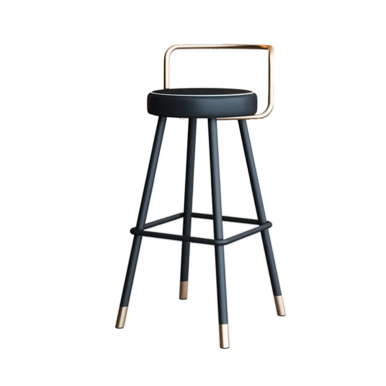 Minimalist Black Metal Upholstered Leather Bar Stool Image - 13 | homeyfad