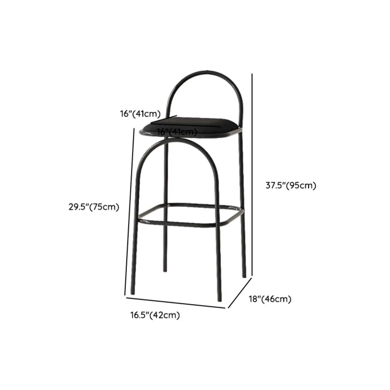 Modern Leather Bar Stools with Open Curved Back for Kitchen Image - 18 | homeyfad