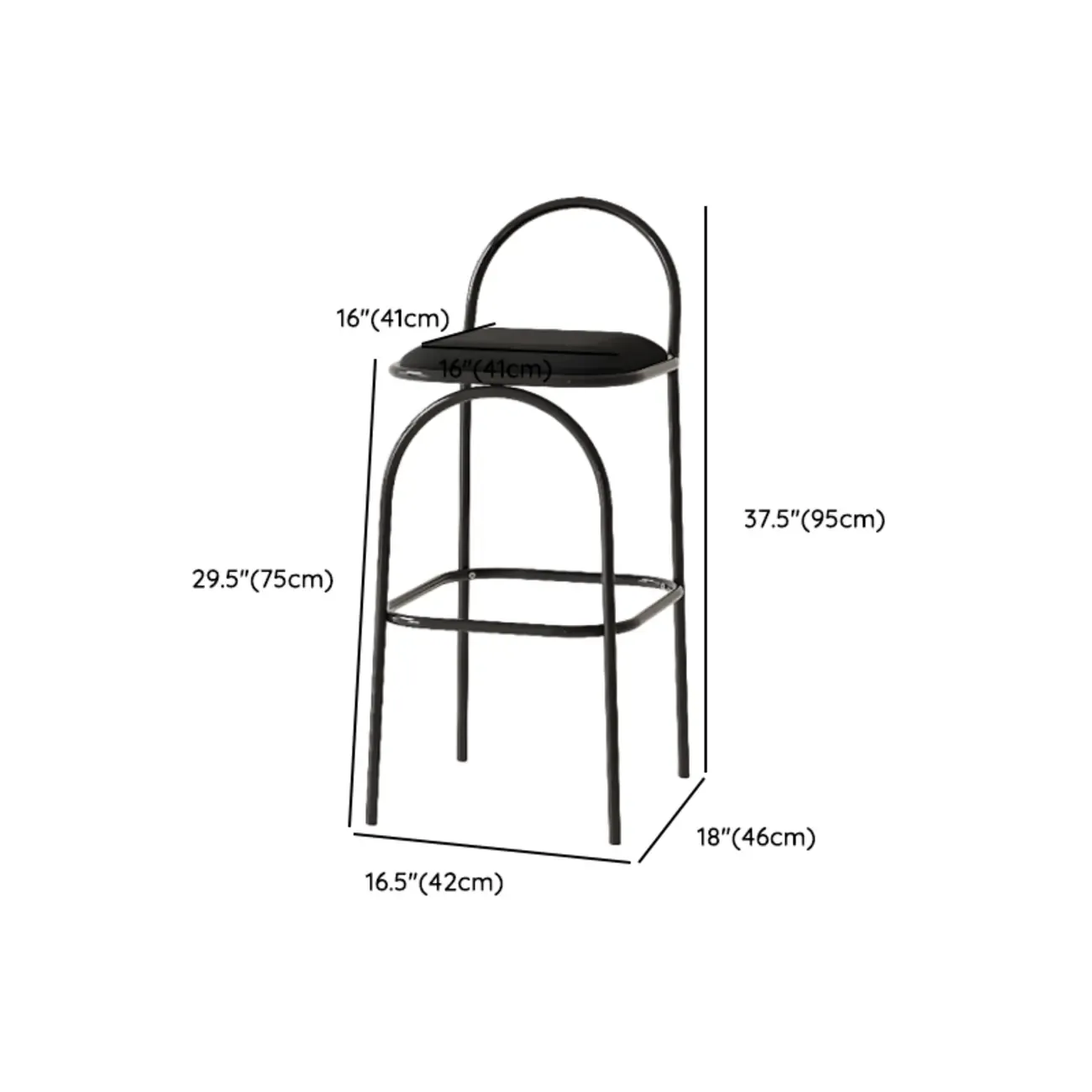 Modern Leather Bar Stools with Open Curved Back for Kitchen Image - 18