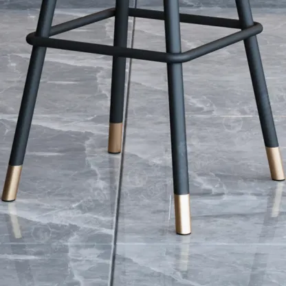 Minimalist Black Metal Upholstered Leather Bar Stool Image - 14