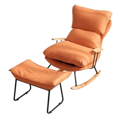 Modern Upholstered Rocking Chair with Ottoman for Living Room Image - 14
